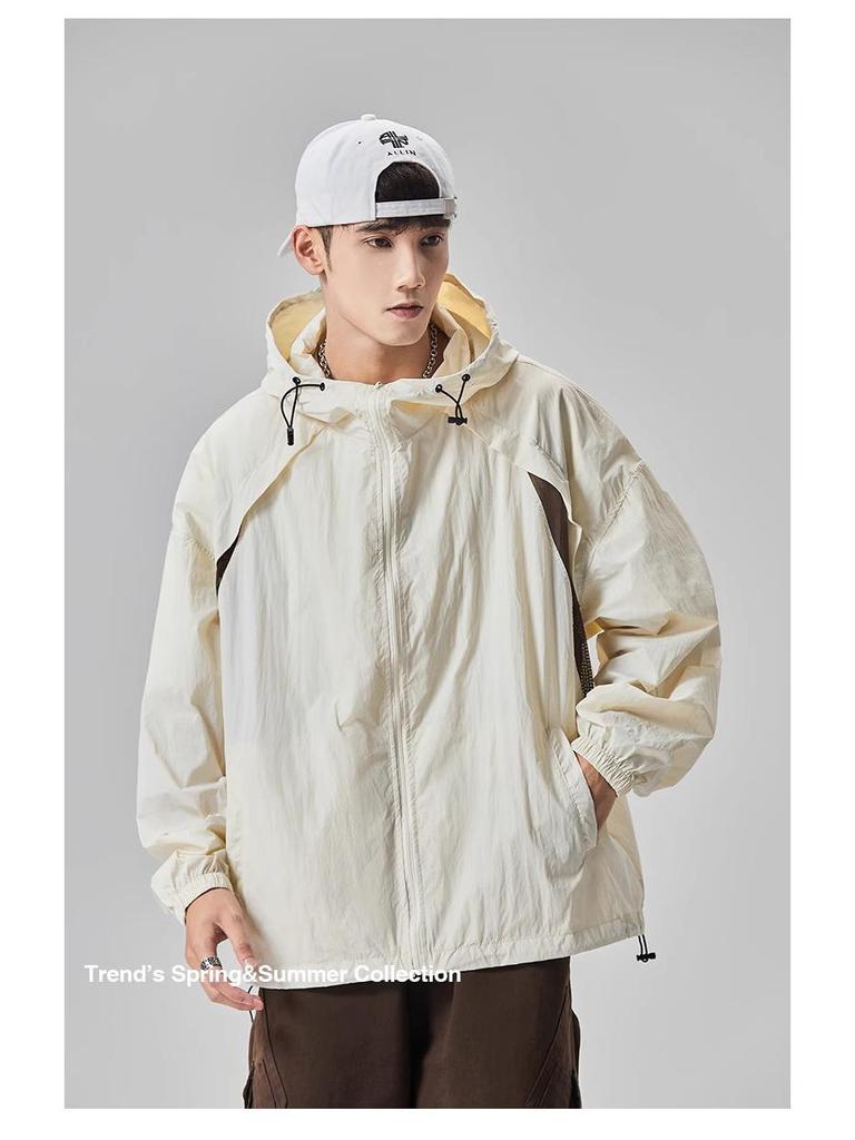 GURBAKS Men's Ice Silk UV Protection Hooded Jacket - Lightweight, Breathable, Summer Sun Protection