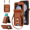 Flip7 Crossbody Phone Case for Samsung Galaxy Z Flip 7 6 5 4 3 Ring&Lanyard&Long Rope Button Card Holder Wallet Cover