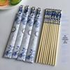 Bayipin Premium Disposable Bamboo Chopsticks - Blue & White Porcelain Design