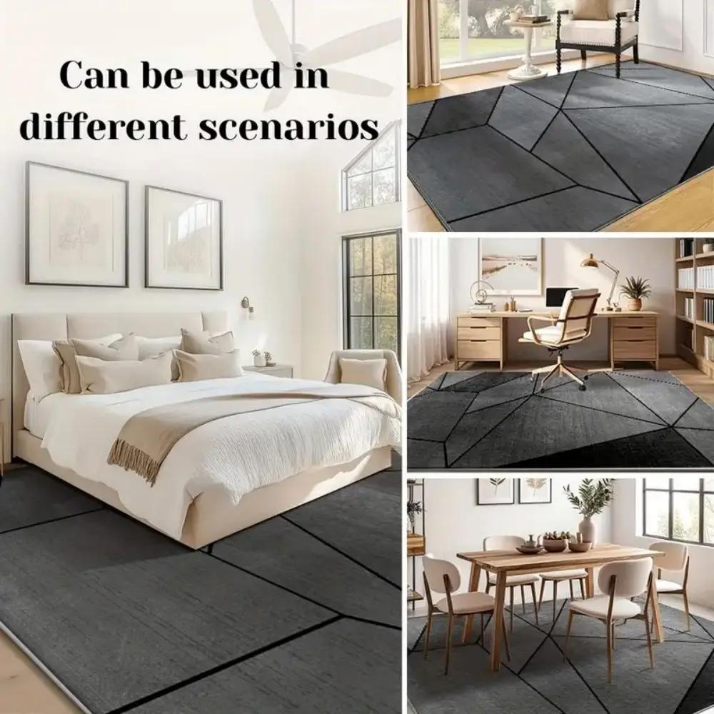 Modern Geometry Living Room Carpet, Simple Sofa Cushion, Bedroom And Dining Room Floor Mat, Anti-Slip Home Decoration