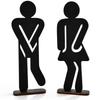 2Pcs Wooden Bathroom Sign Ornaments Farmhouse Home Restroom Rustic Decorations