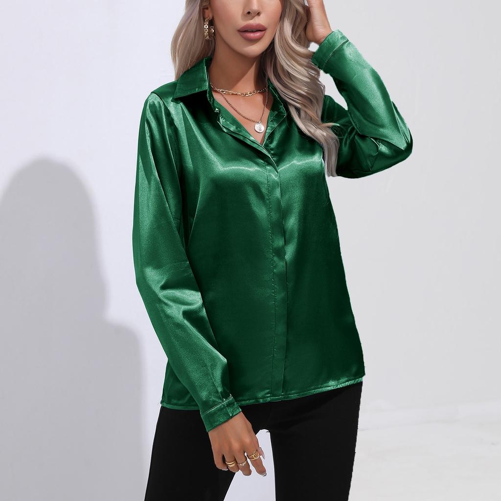 GMXIA One-button Color Ding Shirt for Women Long Sleeve Shirt for Spring Autumn Women's Wear