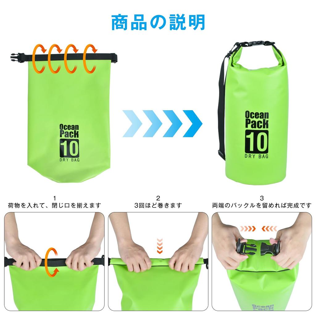 KIMINO Dry Bag IPX6 Waterproof Bag with Waterproof Pouch Drum Type Fully Waterproof Lightweight and Easy to Carry Outdoor Dry Bag Waist Waterproof