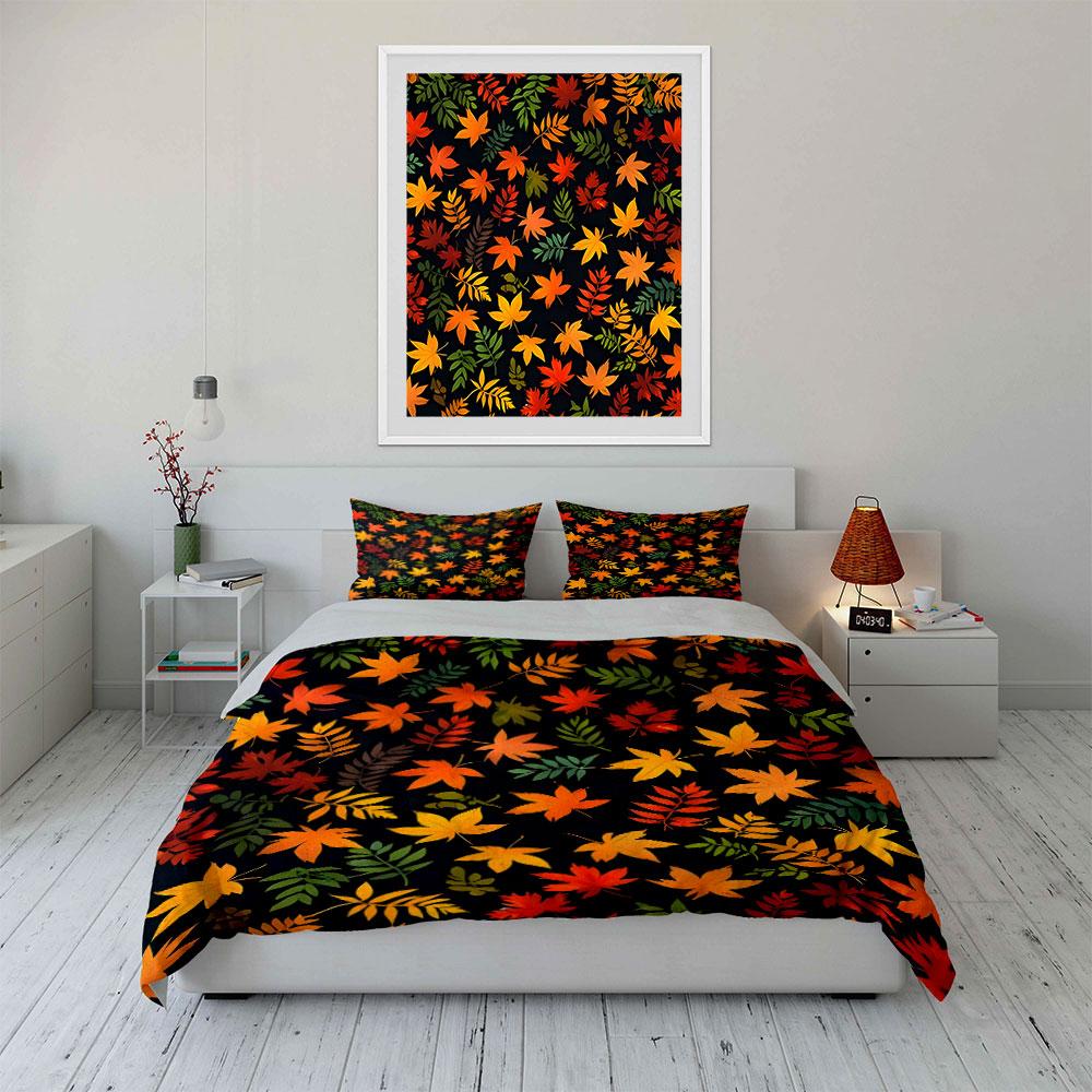 Autumn Leaves Pattern Home Set Multiple Sizes Kid'S And Adults' Bedroom Exquisite 3Pc Bedding Set, Gift