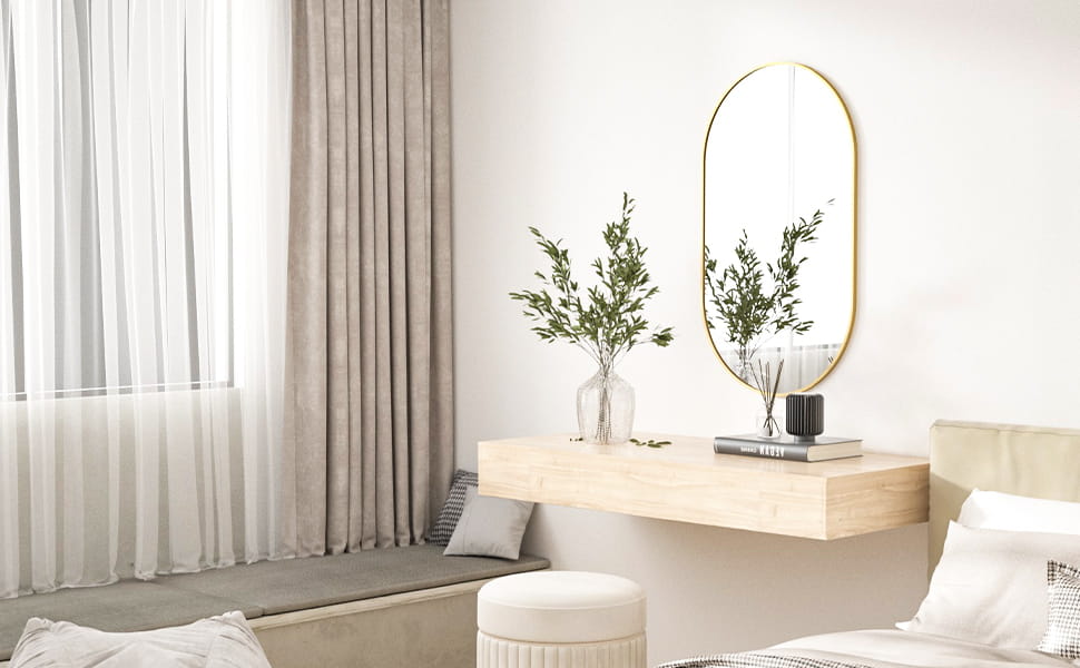 Oval Mirror 80X40Cm Gold Frame