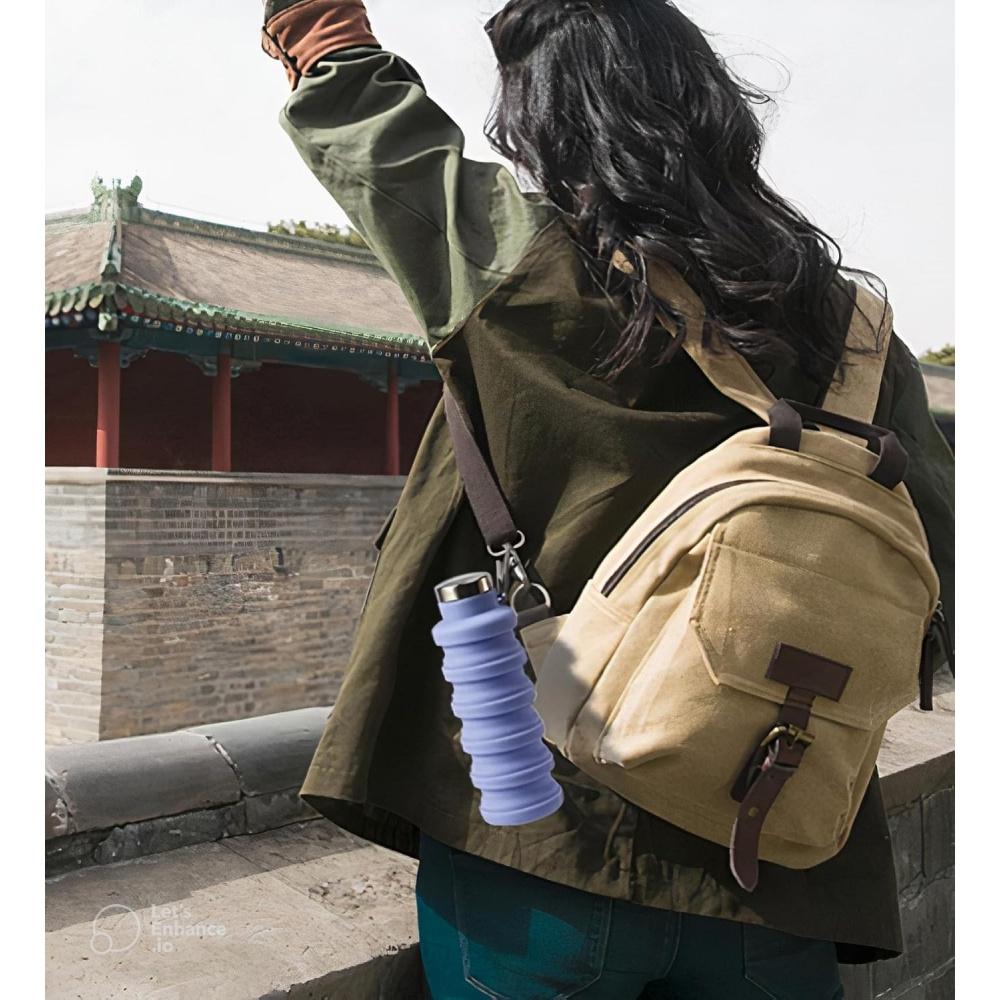 1pc Collapsible Water Bottle, Reuseable BPA Free Silicone Foldable Bottles Portable Hiking Cup For Outdoor Mountaineering Tours