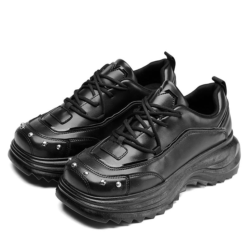 

Модная мужская обувь на четыре сезона Модные и повседневные стили дизайна Повседневная уличная ходьба Вечеринка Трендовая мужская обувь на толстой подошве 44 чёрный