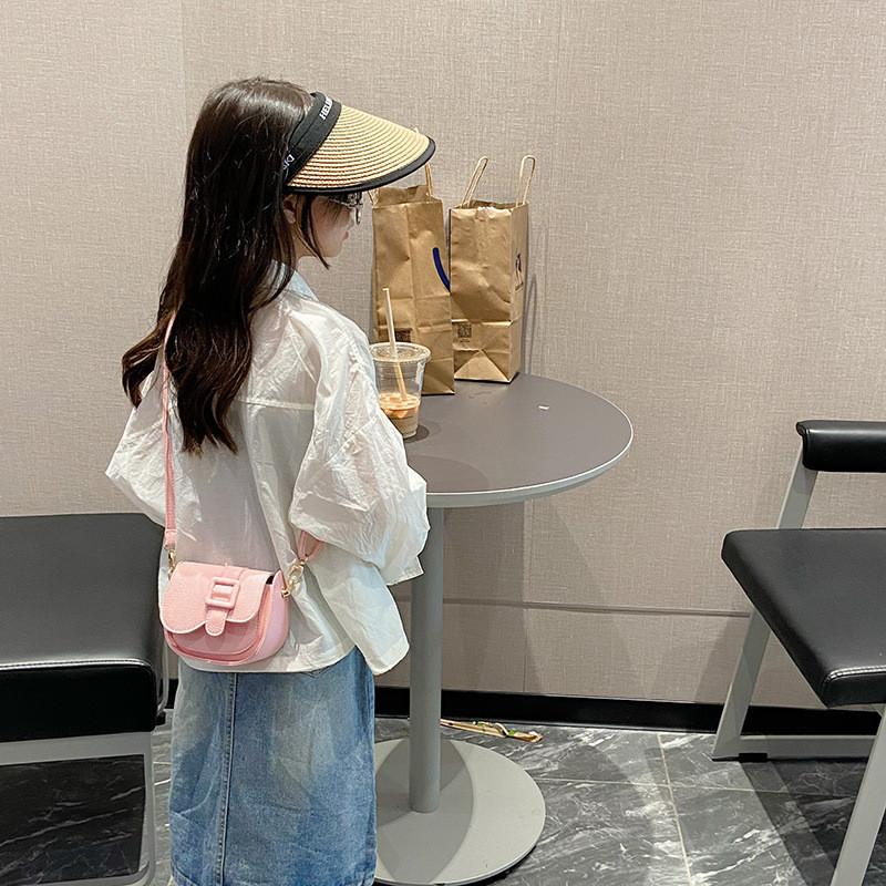 Trendy Korean Style Mini Shoulder Bag For Kids Stylish Pu Crossbody Accessory Black Pink Purple White