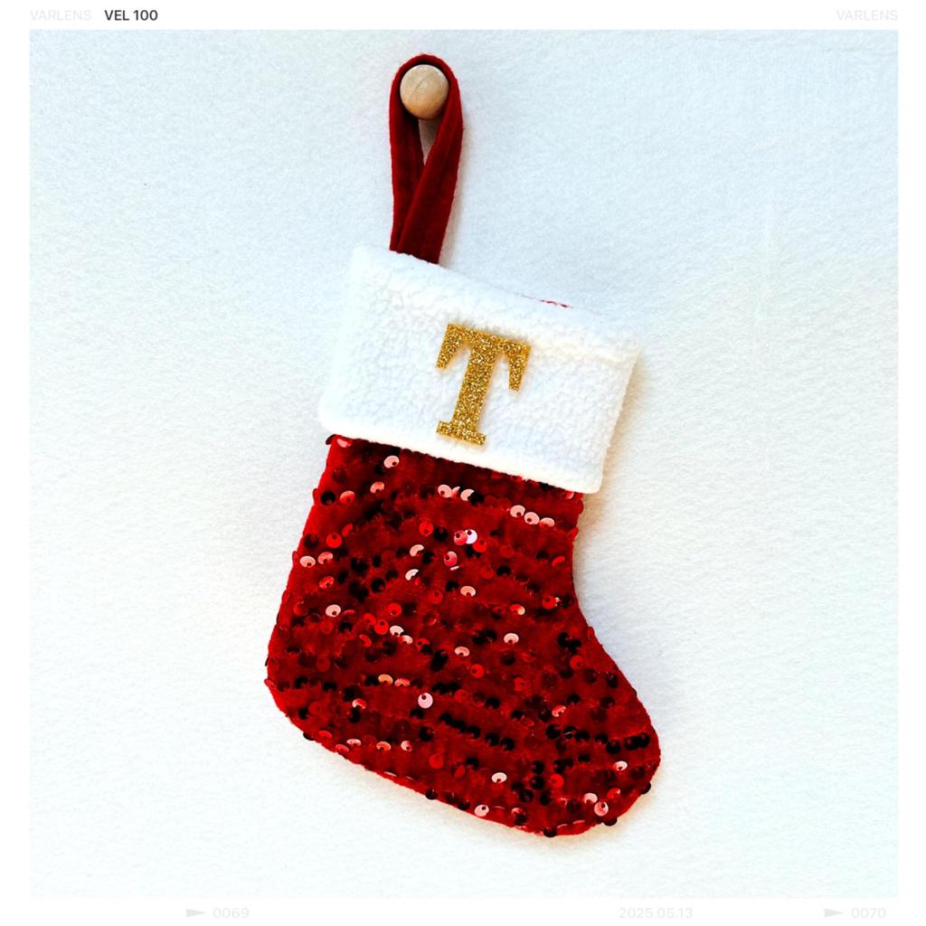 New creative DIY silver sequined knitted socks red letter christmas stockings christmas day decorative knickknacks