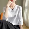 Spring And Summer New White MercerizedCropped Sleeve T-shirt Feminine Joker Bottoming Shirt Half Sleeve