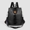 Schoolbag women's bag anti-theft backpack new Korean version of casual PU large-capacity simple crocodile pattern multi-functional women's travel bag