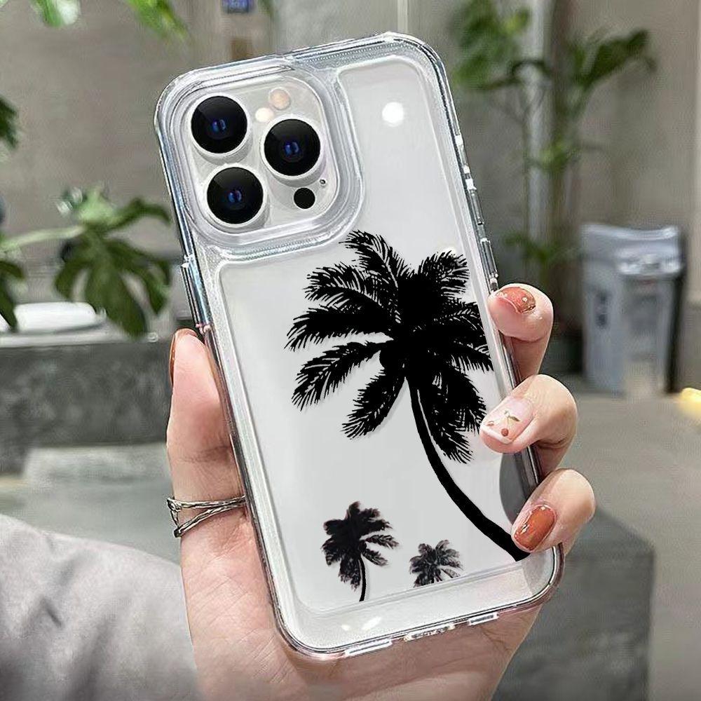 Simple Coconut Tree Is Suitable for iPhone17promax Mobile Phone Case 16pro Apple 14 All-inclusive High-value 15 Soft Case