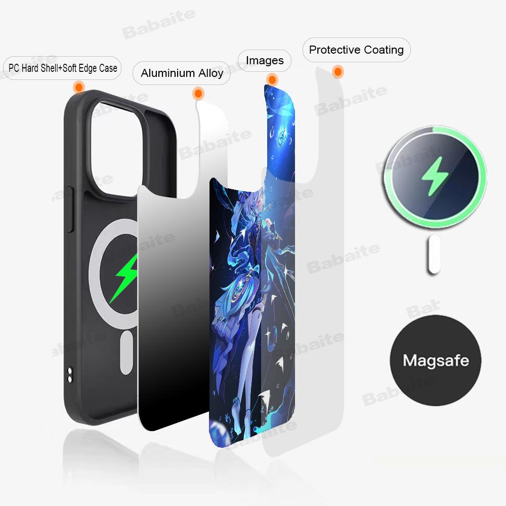 Genshin Impact Anime Phone Case Magnetic Case For IPhone 16 14 13 12 11 15 Pro Max Plus For Magsafe Wireless Charge Cover