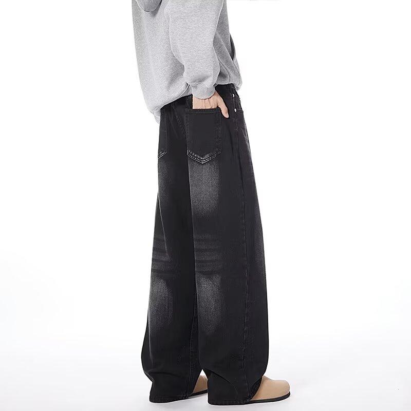 Jeans retrò da uomo, stile autunnale, nuovi pantaloni casual da strada esplosivi, per adolescenti, larghi, dritti e larghi, da uomo.