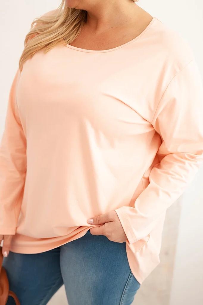 Bluzka Damska Plus Size Z Dekoltem W Łódkę Morelowa 2Xl/3Xl