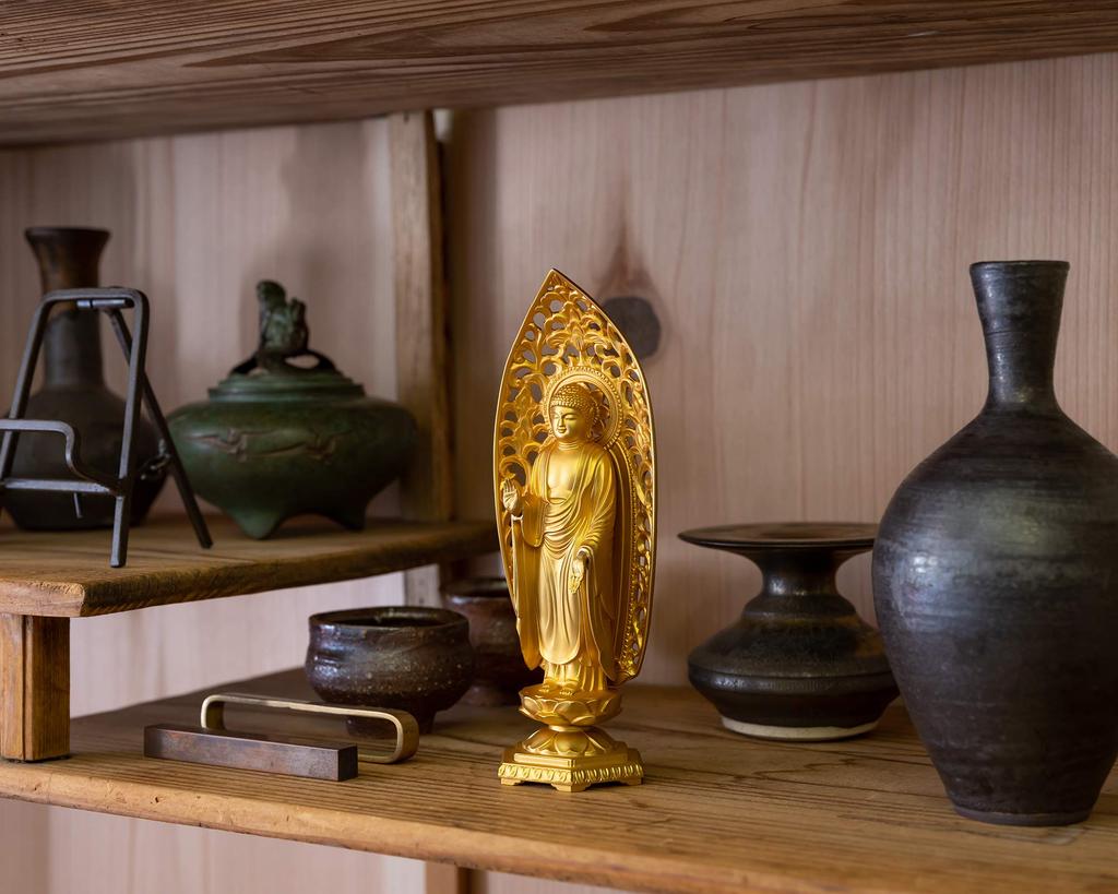 Buddha Statue Shaka Nyorai 15.7cm (gold Plated/24k Gold) Sculptor: Makita Shuun Original Model: "Soto, Rinzai, Tendai" Takaoka Bronzeware