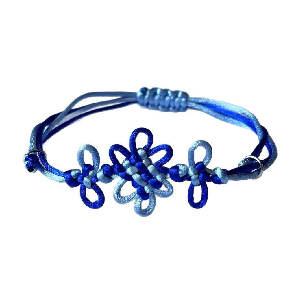 **Colorful Jade Thread Chinese Knot Bracelet - Blue/Purple**