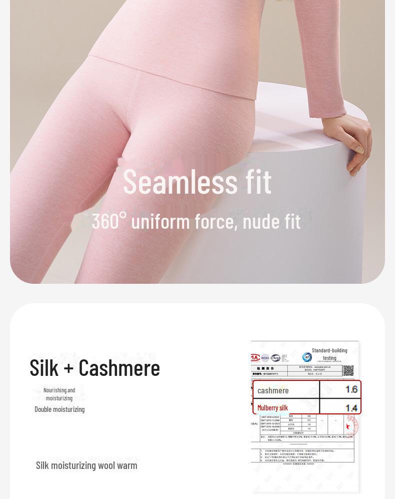 Dámská kašmírová hedvábná termoprádlová souprava: Německý samet, Silný, Útulný, Nezbytnosti pro podzim a zimu.