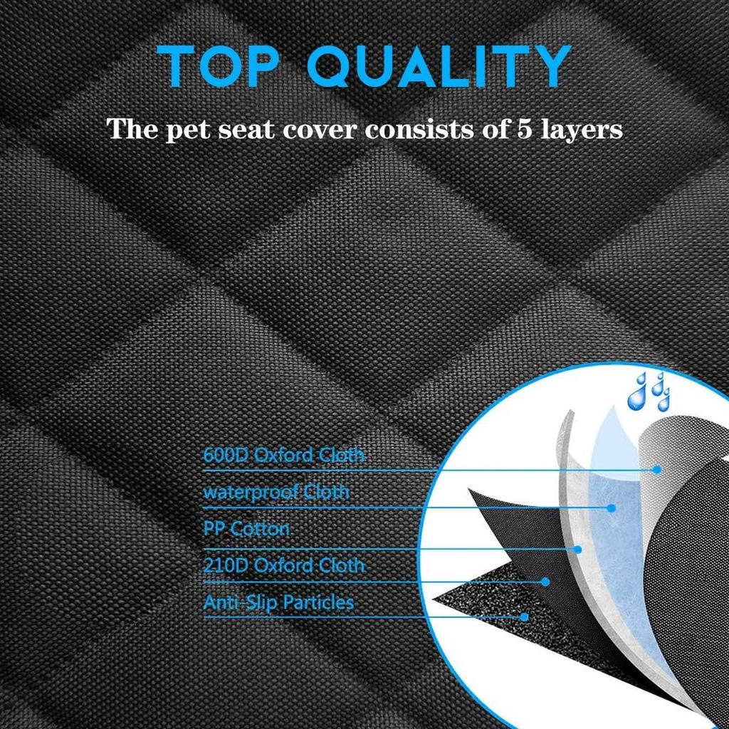 Dog Car Seat Covers Waterproof Pet Back Seat Cover/Non-Slip Durable Scratch with Side Flaps ,Armrest Compatible for Back Seat,Fits Most Cars,Trucks
