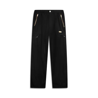 Li Ning X Palace Museum Collaboration Chinese Culture Series Straight Leg Casual Brand Logo Loose Fit Sports Pants Men Pants Black AYKV837-3