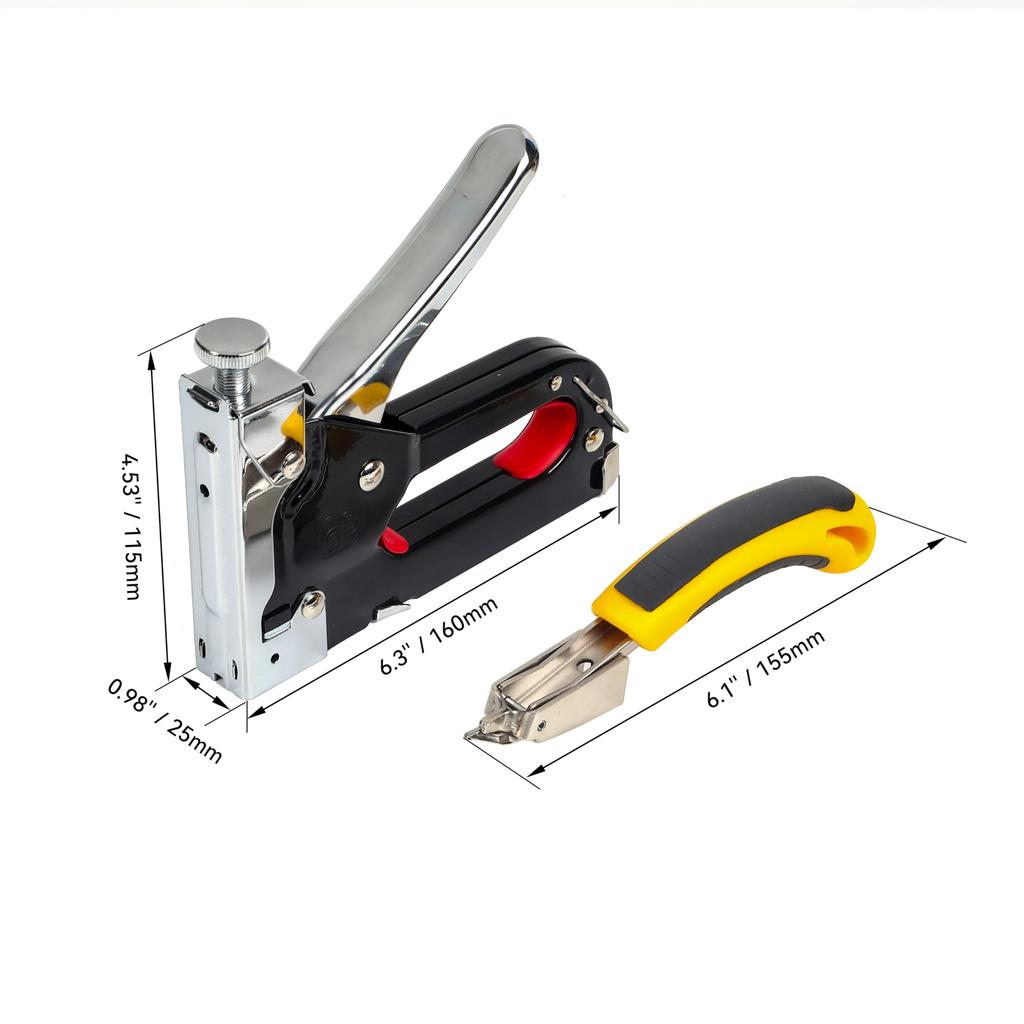 HFS(R) 3-in-1 Hand Stapler, Gun, Manual Stapler with 3000 Replacement Staples for Wiring, Repairs, Wood Backing, Carpentry, and Furniture