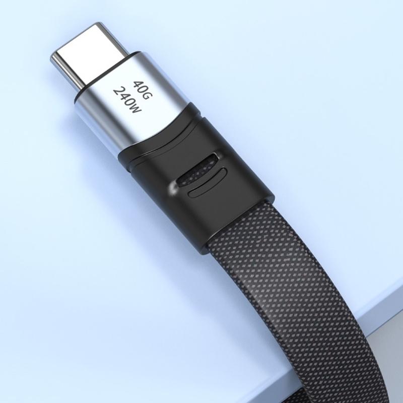 PD240W Fast Charging Line USB C to Type C Cable Quick Charging Right Angle Wire 90 Degree Data Cable