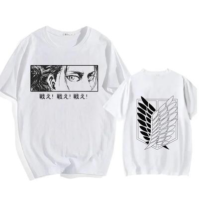 Japanese Anime Attack On Titan Men's Women's Summer T-shirts, Printed Cotton Short Sleeve T-shirts, Oversized Trendy T-shirts