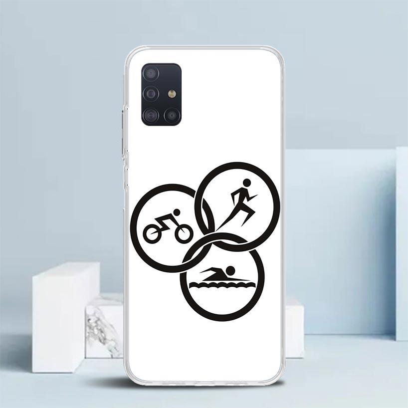 

Triathlon Swim Bike Run Soft Cover for Samsung Galaxy A12 A22 A32 A52 A72 A02S Phone Case Note 20 Ultra 10 S10 Plus A51 A71 A50S Samsung A52S 5G