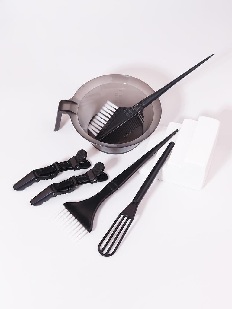 6pcs salon hair dyeing set, hair brush, dyeing bowl, styling hair clip, mixing rod, for household and salon hair styling
