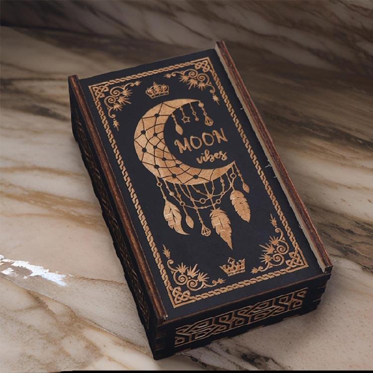 Wood Push Pull Tarots Card Storage Box Portable Card Container Astrology Trinkets Box Divination Card Storage Case