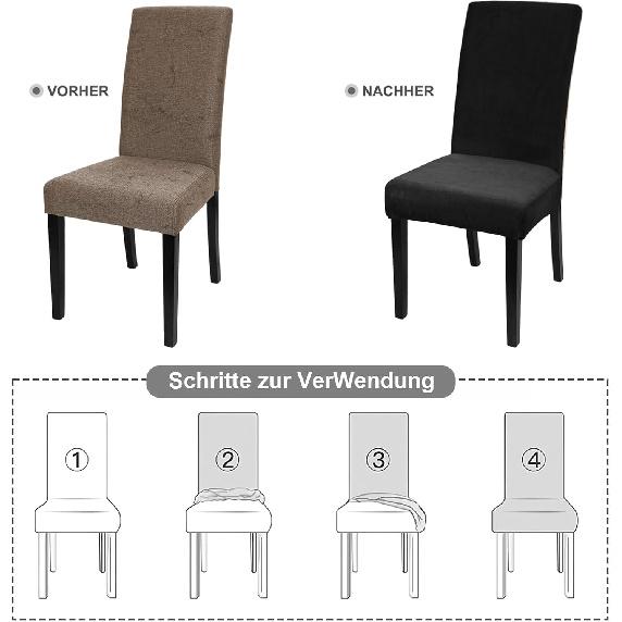Alishomtll Dining Room Chair Covers Set of 4, High Stretch Velvet Chair Covers for Dining Chairs, Elastic Removable Washable Chair Slipcovers Chair