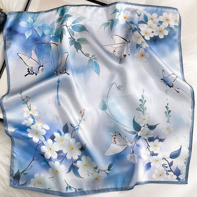 100% Pure Silk Scarf Women Neck Square Headband Scarves Bandana  Fashion Hijab Poncho Scarves Pashmina  Female Foulard 53cm