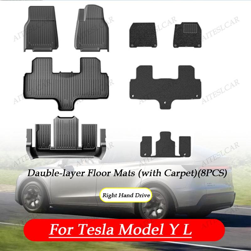 Custom TPE Car Floor Mats For Tesla Model YL Full Coverage Waterproof Anti-slip Durable All Weather Auto Foot Liners Car Interio