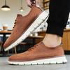 Classic Men Casual Shoes Breathable Brogue Flats Cushioning Color Blocking Design Dress Shoes VErsatile Business Light Sneakers