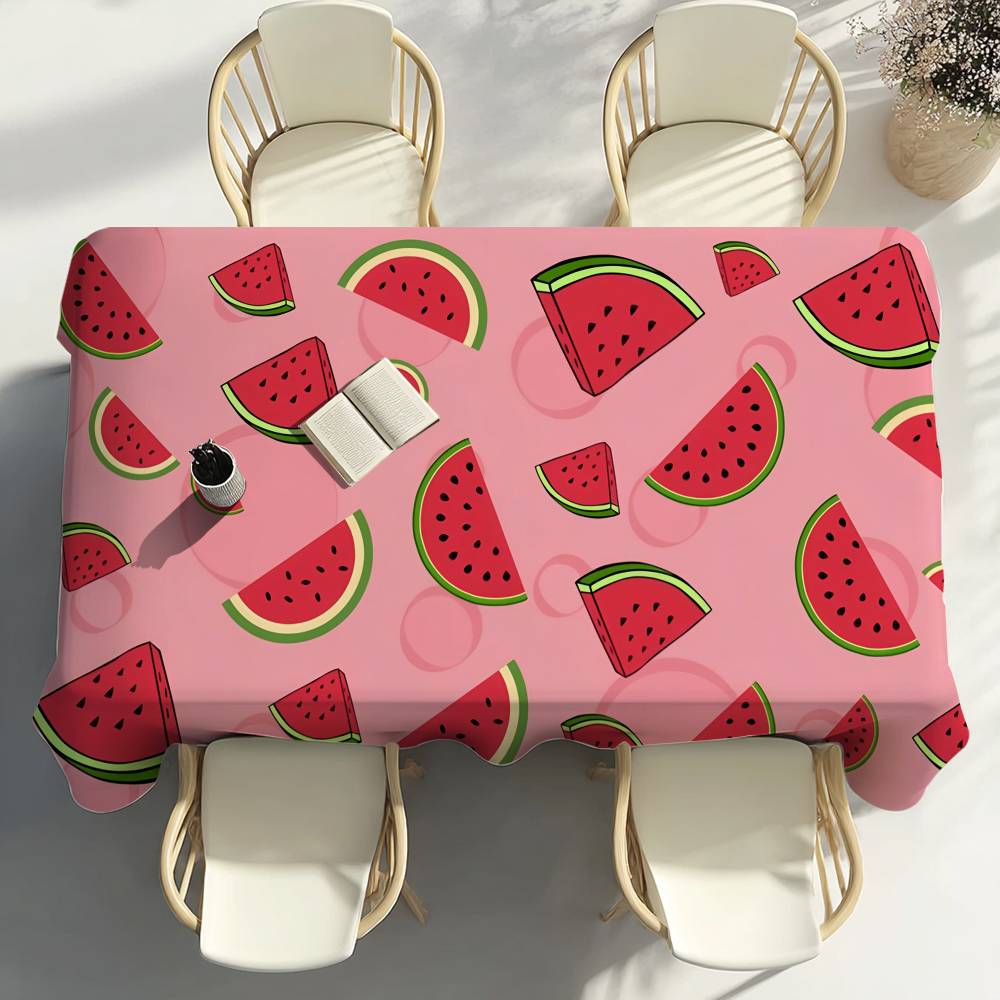Pink Watermelon Fruit Table Cloth Party Decor Dining Room Home Kitchen Patios Waterproof Stain-Proof Table Cloth
