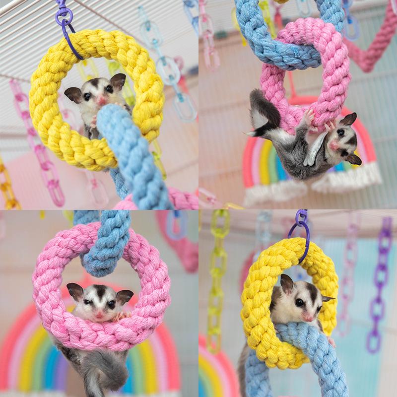 Chew-Proof Triple Ring Cotton Rope Toy - Hand-Braided Knot Ball for Aggressive Chewers Multi-Pet Enrichment Puzzle for Hamsters