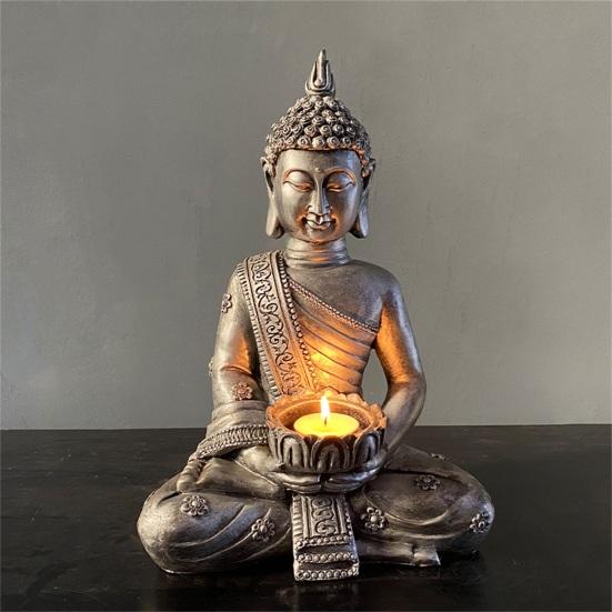 Resin Crafts Handmade Fine Workmanship 2 Colors Smooth Surface Buddha Statue for Bedroom