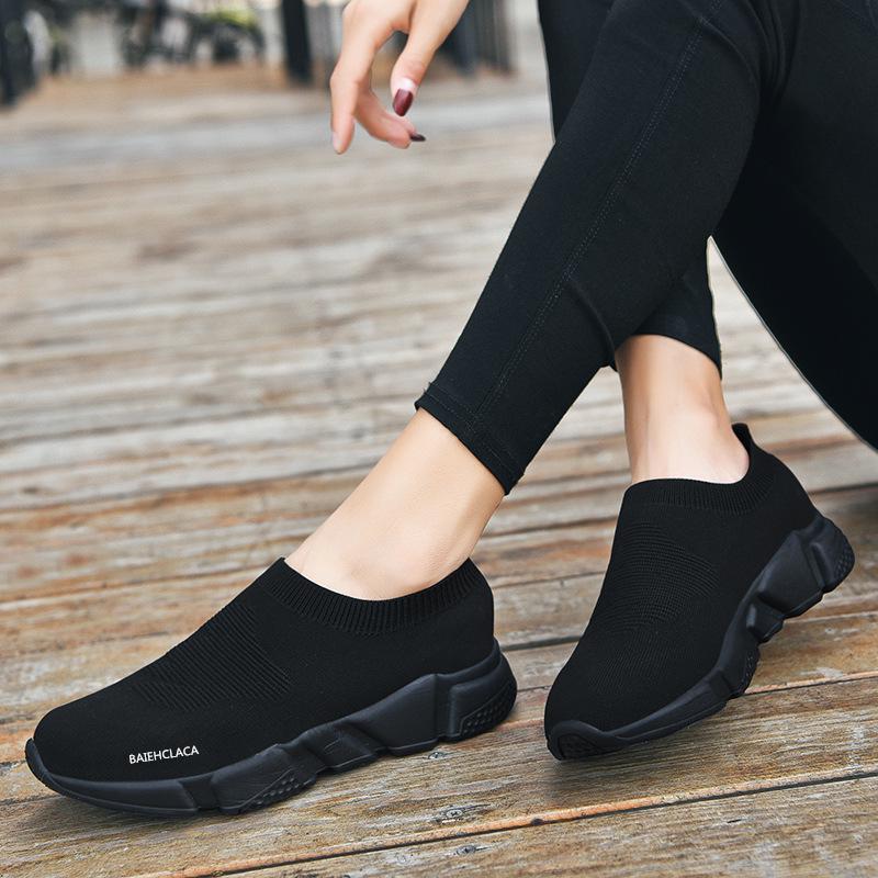 Women's Breathable Elastic Sock Sneakers - Spring/Autumn, Trendy Casual Shoes, Unisex, Plus Size Available