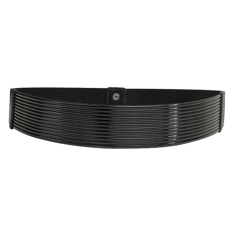 

Fashion Gold Women Waist Belt Bright Long Waist Corset Belts Silver Punk Elastic Cummerbunds Dress Accessories чорний