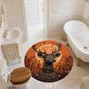 Vintage Sunset Deer Head,Round Area Rug,Carpet Rug for Living Room Bedroom Sofa Playroom Decor,Non-slip Floor Mat
