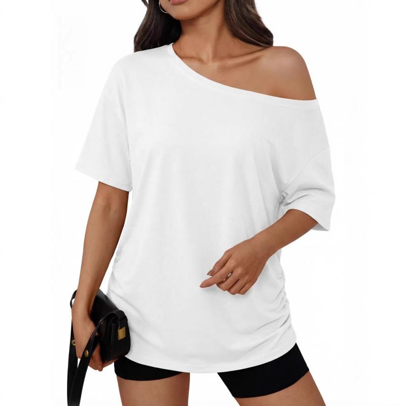 New Summer Women's Fashion Design Top, Loose Off-shoulder Top, Y2K Off-shoulder T-shirt