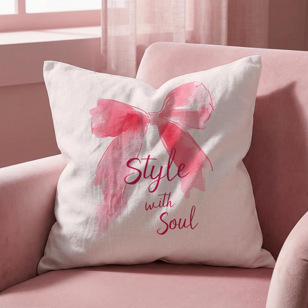 Korean Trendy Bow Cushion Cover Multi-Scene Pillow Cover for Home & Car - Reversible, Soft & Durable for Daily Use