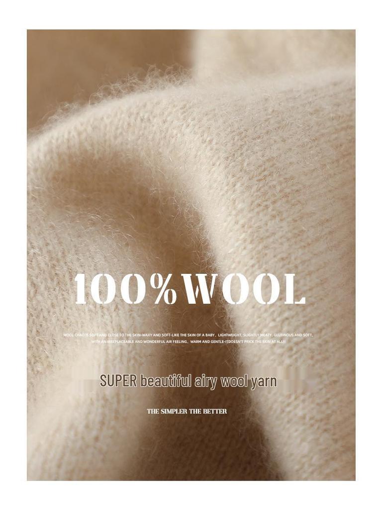 Damskie spodnie z szerokimi nogawkami ze 100% wełny z wysokim stanem na jesień/zimę - Pogrubione, ciepłe i luźne