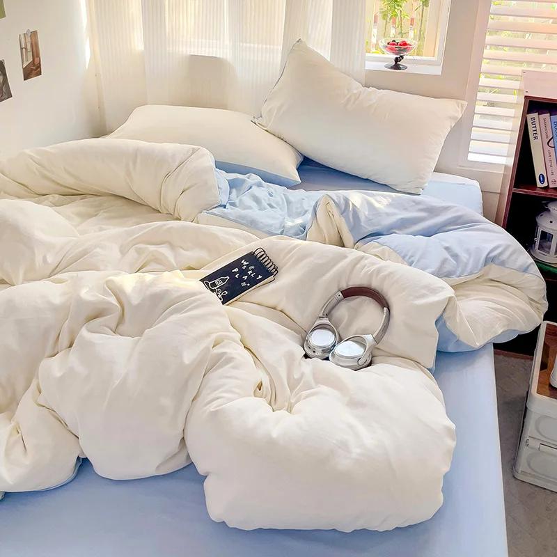 Lenjerie de Pat Bumbac Set de Pat cu Cearșaf Husă de Plapapă Față de Pernă Dimensiune Singur Cuplu Cearșaf de Pat King Queen Dublu Twin