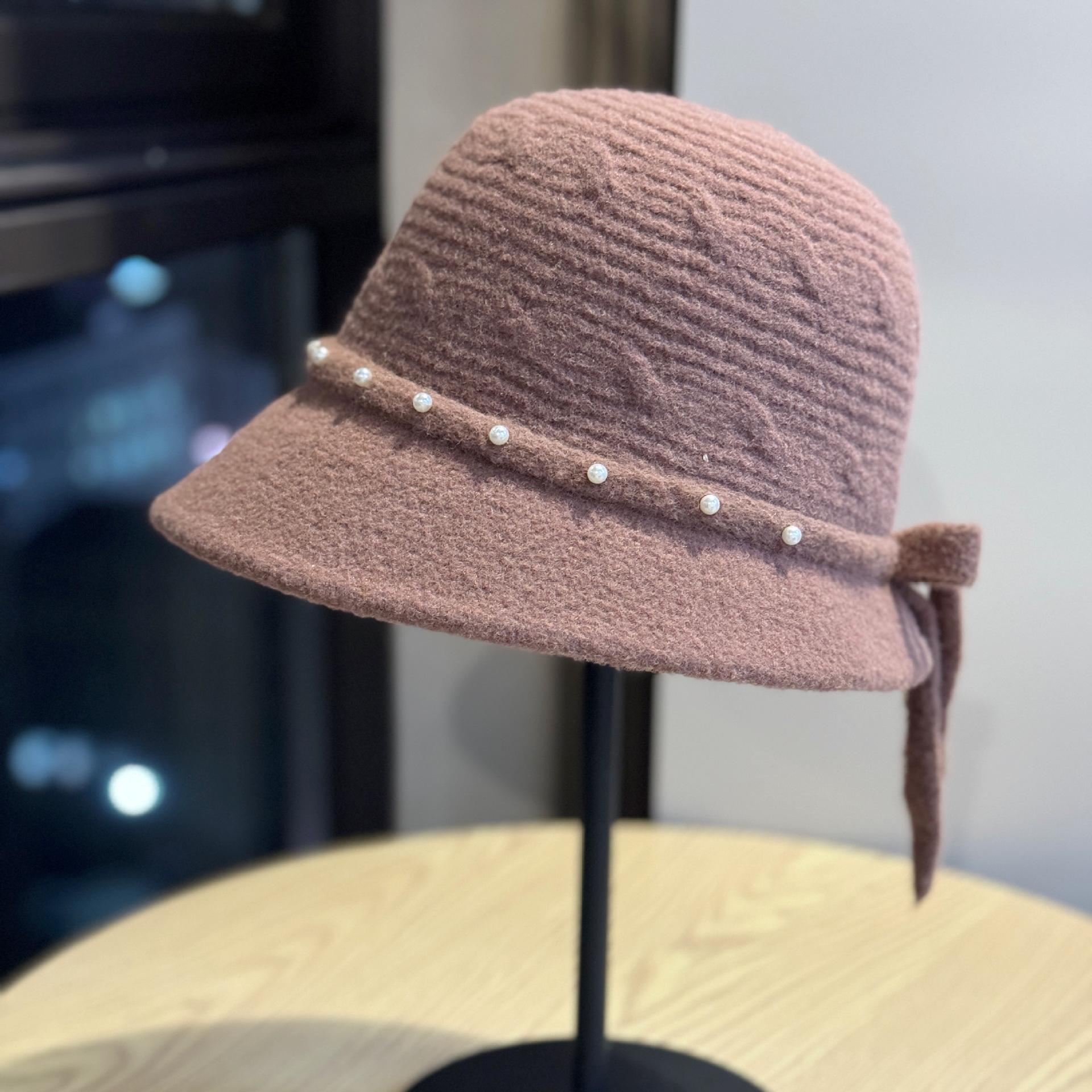 

Новая стильная шерстяная шляпа рыбака для женщин, французская ретро, осенне-зимняя, универсальная, теплая, подчеркивающая лицо, шляпа-ведро, элегантная шляпа-ведро Adjustable