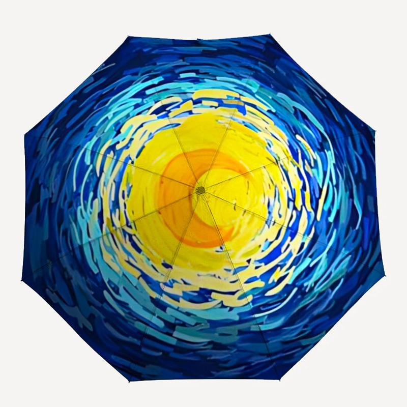 1pc Cosmic Swirl Automatic Umbrella - Automatic Opening And Closing, Sturdy Iron Frame, Portable Folding Design Yy251018192