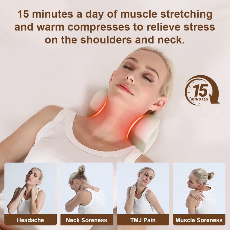 Rechargeable Neck Stretcher with Heat Warmth Corrective Massage Shoulder Neck Relief Pillow Neck Protection  Better Sleep