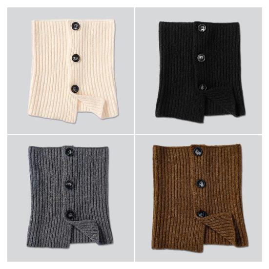 Fake Collar Soft Knitted Turtleneck Pullover Shawl Solid Color Buttons Closure Women Warm High Collar Neck Warmer