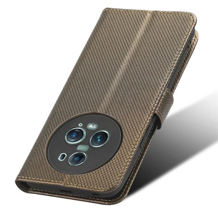 For Honor Magic5 Pro 5G Diamond Texture PU Leather Wallet Phone Case Support Stand Anti-drop Cover