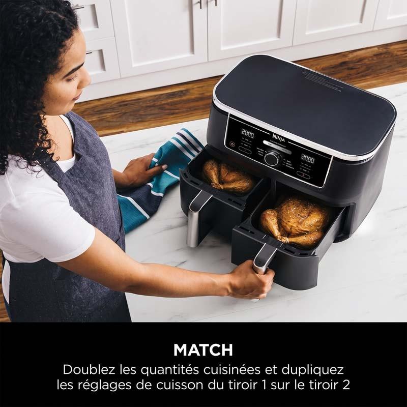 Ninja - Af400eu - Black Silver - Double Drawer Oil-Free Air Fryer 9.5L - 6 Programs